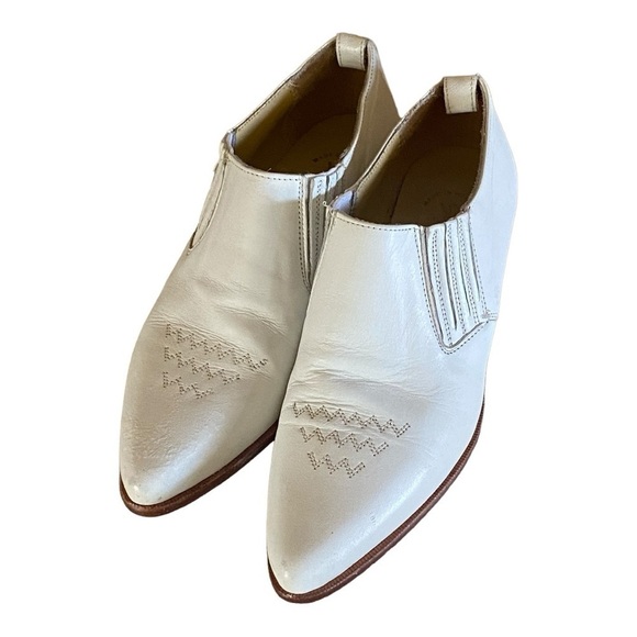 SEYCHELLES White Leather Cowboy Boot Low Cut Pointed Toe Low 1” Heel Size 6 - Picture 8 of 10